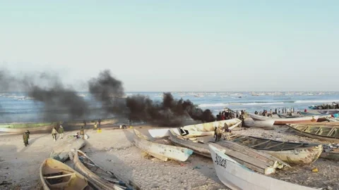 Panoramic view of the beach in Mauritania. Beach in Mauritania. Beach. View.  Stock Footage 137087894