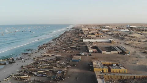 Panoramic view of the beach in Mauritania. Beach in Mauritania. Beach. View.  Stock Footage 137087922