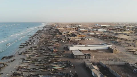 Panoramic view of the beach in Mauritania. Beach in Mauritania. Beach. View.  Stock Footage 137087935