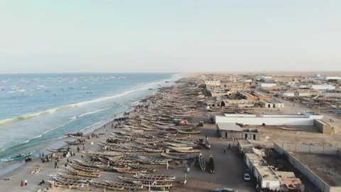 Panoramic view of the beach in Mauritania. Beach in Mauritania. Beach. View.  Stock Footage 137087973