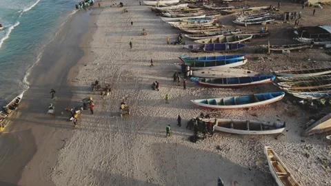Panoramic view of the beach in Mauritania. Beach in Mauritania. Beach. View.  Stock Footage 137088003