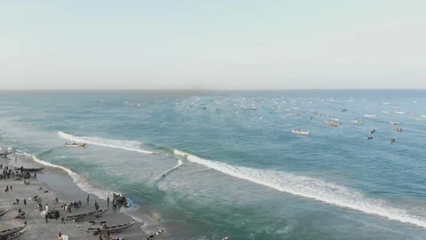 Panoramic view of the beach in Mauritania. Beach in Mauritania. Beach. View.  Stock Footage 137088026