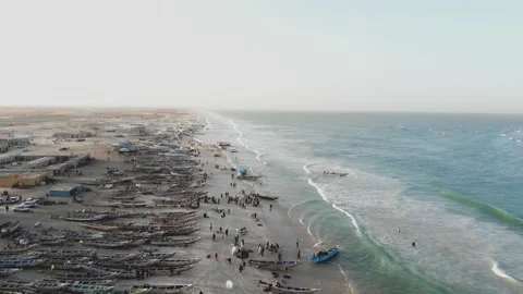 Panoramic view of the beach in Mauritania. Beach in Mauritania. Beach. View.  Stock Footage 137088043