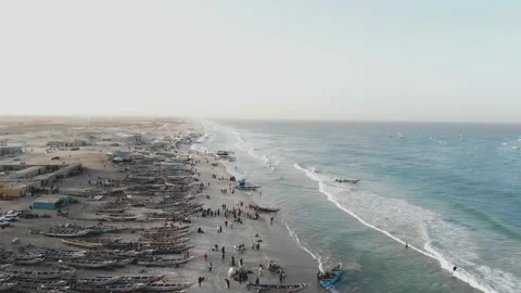 Panoramic view of the beach in Mauritania. Beach in Mauritania. Beach. View.  Stock Footage 137088059