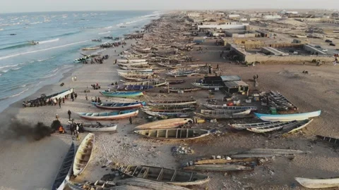 Panoramic view of the beach in Mauritania. Beach in Mauritania. Beach. View.  Stock Footage 137088099