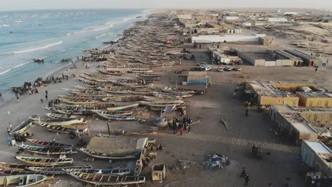 Panoramic view of the beach in Mauritania. Beach in Mauritania. Beach. View.  Stock Footage 137088146