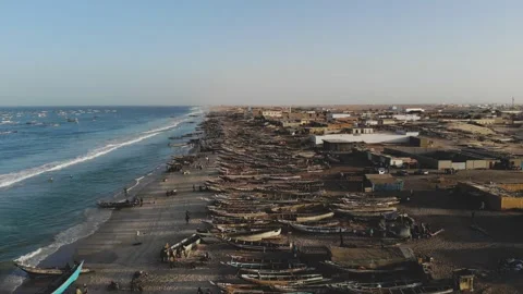 Panoramic view of the beach in Mauritania. Beach in Mauritania. Beach. View.  Stock Footage 137088155