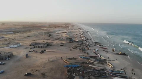 Panoramic view of the beach in Mauritania. Beach in Mauritania. Beach. View.  Stock Footage 137088283