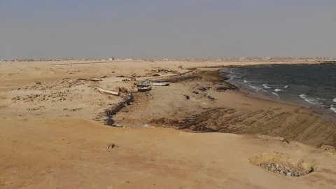 Panoramic view of the beach in Mauritania. Beach in Mauritania. Beach. View.  Stock Footage 137089344