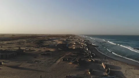 Panoramic view of the beach in Mauritania. Beach in Mauritania. Beach. View.  Stock Footage 137089398