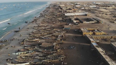 Panoramic view of the beach in Mauritania. Beach in Mauritania. Beach. View.  Stock Footage 137089626