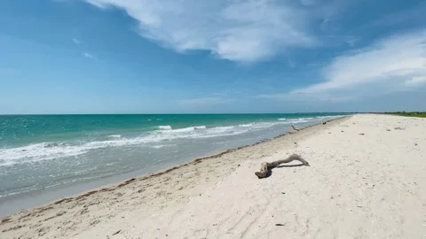 Panoramic view to beach of Mayapo, Caribbean sea, La Guajira, Colombia Stock Footage 266591604