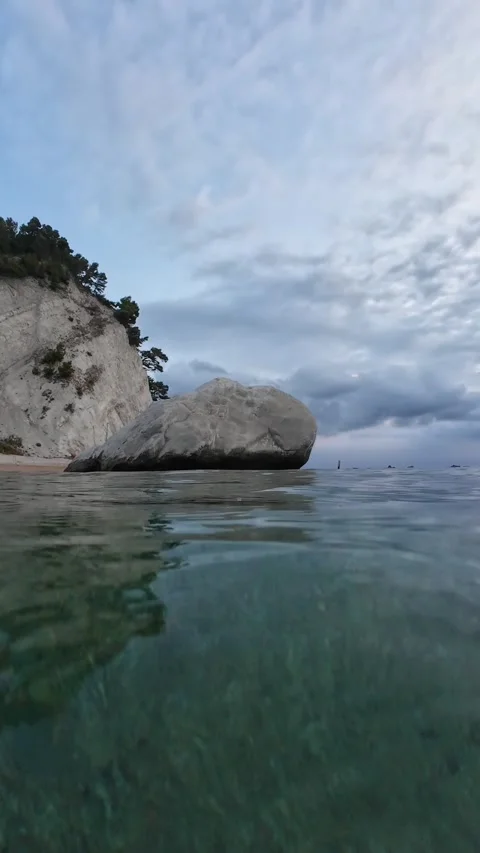 Panoramic view of beach of Numana at early morning Stock Footage 282591491