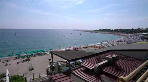 Panoramic view of the beach in Soverato Stock Footage 53443465