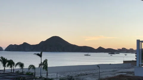 Panoramic view beach sunset at Cabo San Lucas Stock Footage 154719150