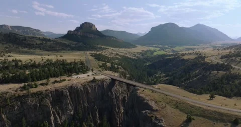 Panoramic View of Beartooth Highway Crossing Over Sunlight Bridge Stock Footage 316374837