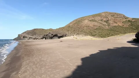 Panoramic view of beautiful beach in Almeria Stock Footage 268900549