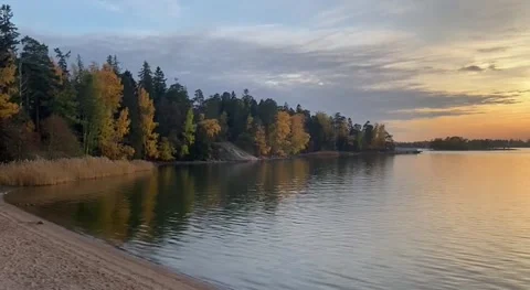 Panoramic view of beautiful forest lake Stock Footage 289399775
