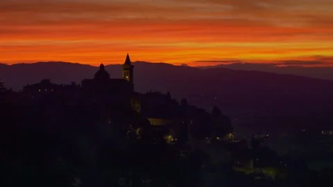 Panoramic view of beautiful hamlet of Trevi, Umbria, Italy Stock Footage 229799399