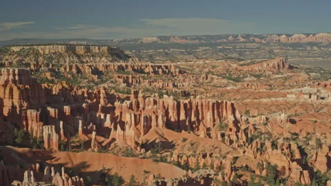 Panoramic view of the beautiful landscape of Bryce Canyon, UT, USA. Panorama lef Stock Footage 209146849