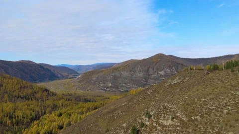 Panoramic view of beautiful mountains and rivers in autumn Stock Footage 145610014