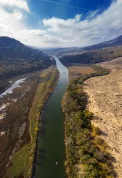 Panoramic view to beautiful river Stock Photos