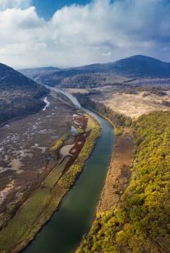 Panoramic view to beautiful river Stock-Fotos