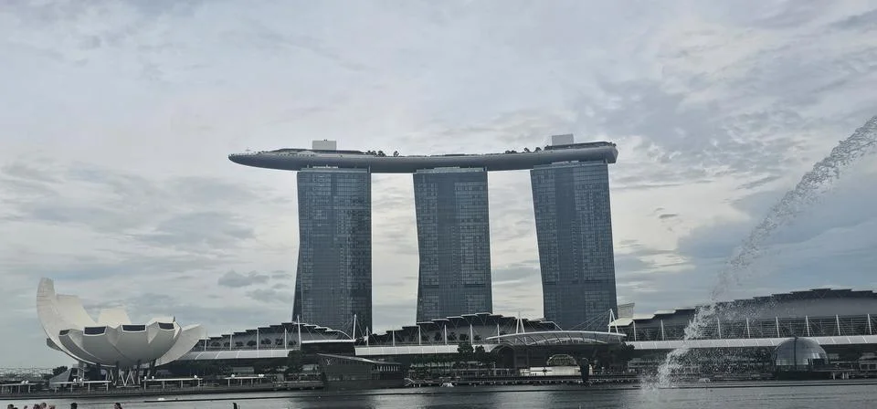 A panoramic view of  the beautiful skyscraper complex in Singapore Stock Photos