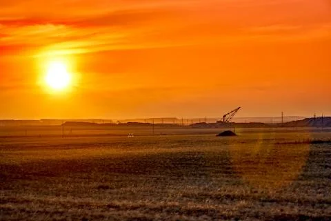 Panoramic view: beautiful spring landscape: spring huge great steppe wakes up Stock Photos