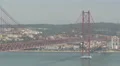 Panoramic view of the beautiful suspension bridge, 25th of April bridge, Lisbon 4k or 4k+ Resolution
