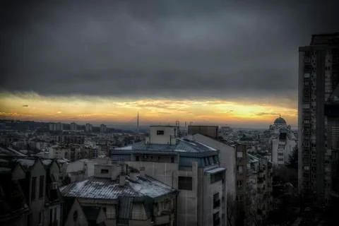 A panoramic view of Belgrade in winter Stock Photos