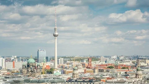 Panoramic view of Berlin with TV tower, one of the city symbols. Stock Footage 85238557