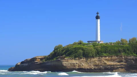 Panoramic view of the Biarritz Lighthouse atop the Pointe Saint-Martin Stockbeeldmateriaal 340209467
