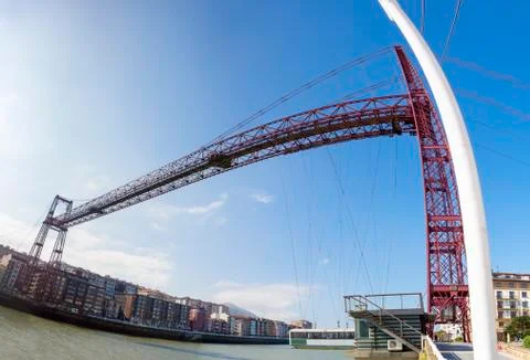 Panoramic view of the Biscay Bridge Stock Photos