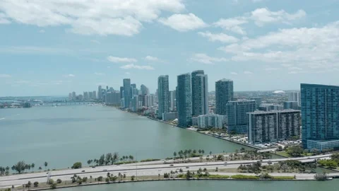 Panoramic view of Biscayne Bay in Miami, Florida Stock Footage 173731613