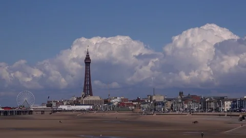Panoramic view of Blackpool a seaside resort North England tower UK 4K Vidéo 109452940