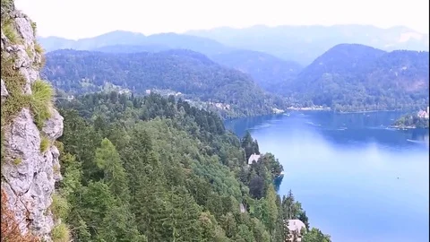Panoramic View of Bled Lake Vídeos de archivo 75129209