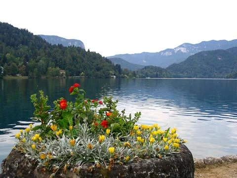 Panoramic view of Bled Lake, Slovenia Stock Photos