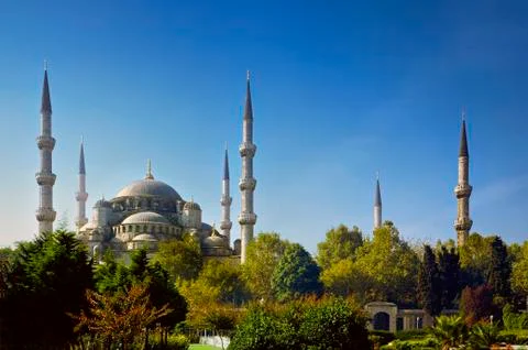 Panoramic view of the Blue Mosque Stock Photos