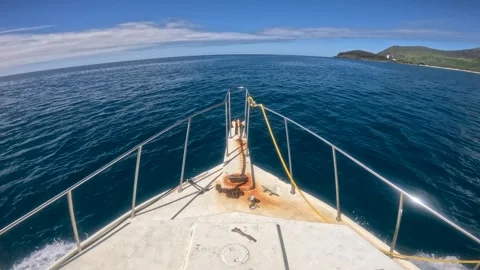 Panoramic view from a boat sailing along the coast with beautiful mountains Stock Footage 280940649