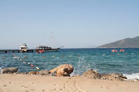 Panoramic view of Bodrum beach Stock Photos