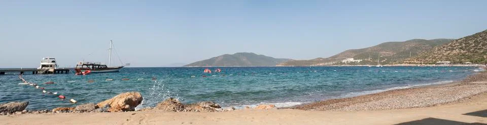 Panoramic view of Bodrum beach Stock Photos
