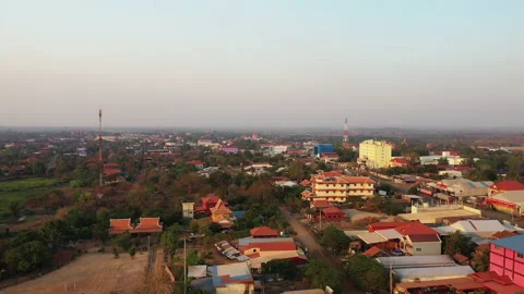 The panoramic view of the border town of Krong Preah Vihear Stock Footage 164873060