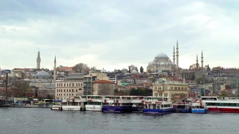 Panoramic view of Bosphorus river and part of Istanbul. Stock Footage 229406233