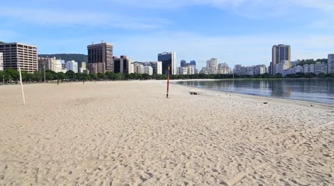 Panoramic View of Botafogo Beach in Rio de Janeiro, Brazil Stock Footage 44593500