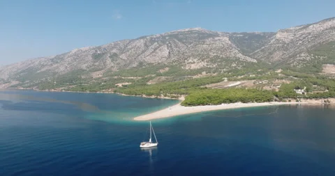 Panoramic view of Brac Island in the Adriatic Sea, Croatia Video stock 251761960