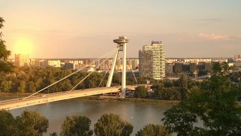 Panoramic view on Bratislava in Slovakia Stock Footage 115152153