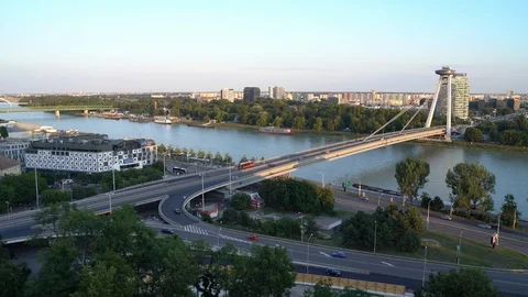 Panoramic view on Bratislava in Slovakia Stock Footage 122701095