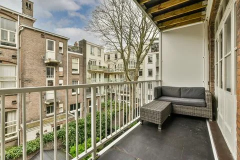 Panoramic view of brick buildings from balcony Stock Photos