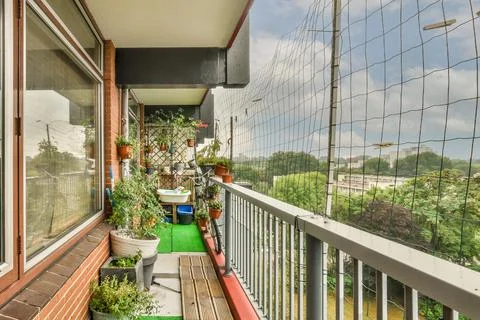 Panoramic view of brick buildings from balcony Stock Photos